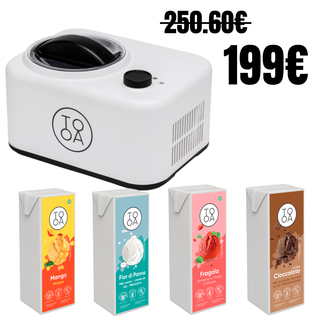 Sorbetière TooA Family + 4 briques de 1 L. Préparez le vrai gelato italien à la maison!