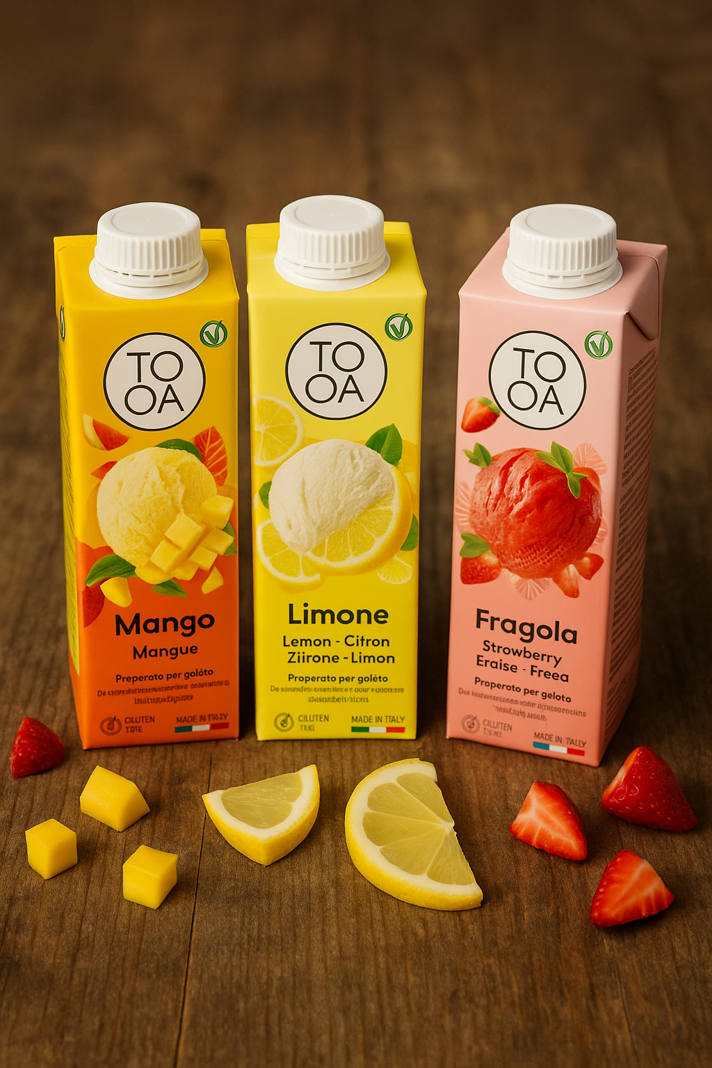Fruity Mix - 12 bricks of 250 ml (4 Lemon | 4 Strawberry | 4 Mango)